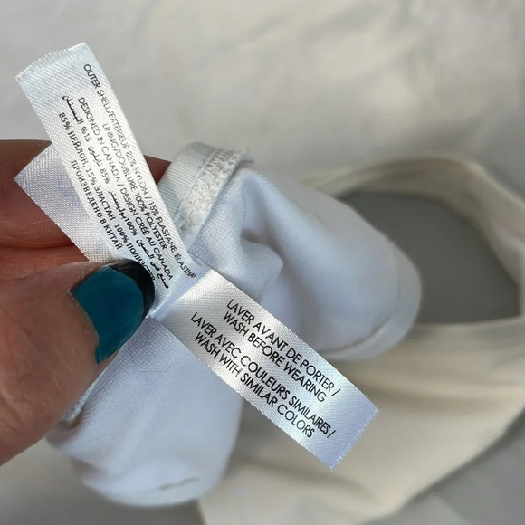 5/$25 LA VIE EN ROSE Aqua White Cheeky Bikini Bottoms Crisscross Sides M As Is - Picture 6 of 7